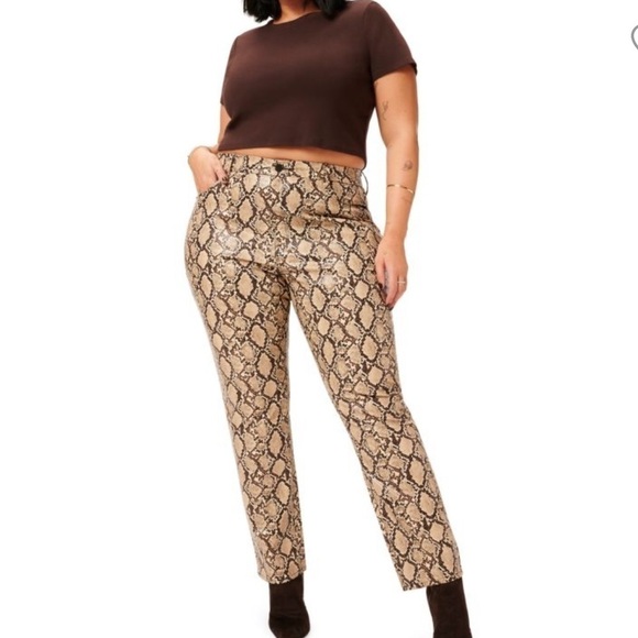 Good American Good Classic Faux Snake Skin Faux Leather Pants - Picture 2 of 7